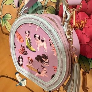 Poppy Angeloff Dog Print Vegan Leather Crossbody Bag Rare 🐶